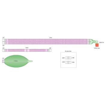 22mm Silver Knight Flextube Beatmungssystem Erwachsene 1.6m mit Beutel 2 L und Zusatzschlauch 0.8m