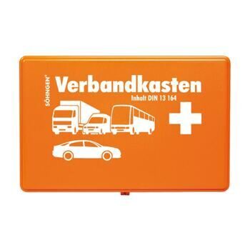 Verbandkasten KFZ-VBK KU orange mit Füllung, Standard DIN 13164 - ohne Wandhalterung