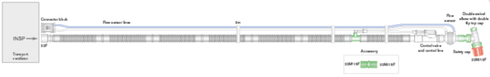 22mm Flextube Transport-Beatmungssystem 3.0m, kompatibel mit Oxylog 2000+/3000/3000+