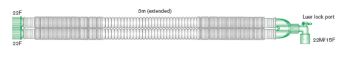22mm ausziehbares Compact Beatmungssystem 3.0m mit Luer-Port