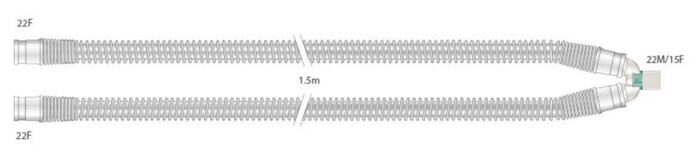22mm Silikon-Beatmungssystem wiederaufbereitbar, Erwachsene, 1.5m