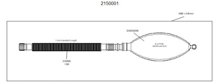 Handbeatmungs-Set Compact 1.5m und Atembeutel 2L (z.B.für UniFlow Koaxial-Beatmungssystem)