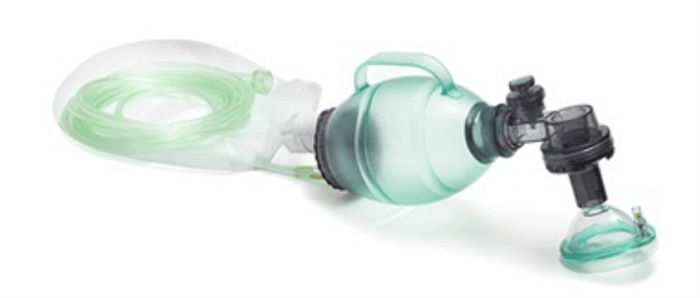 Beatmungsbeutel-System Kinder, 550ml Beutel mit Überdruckventil (40cm H2O), Maske Grösse 1,