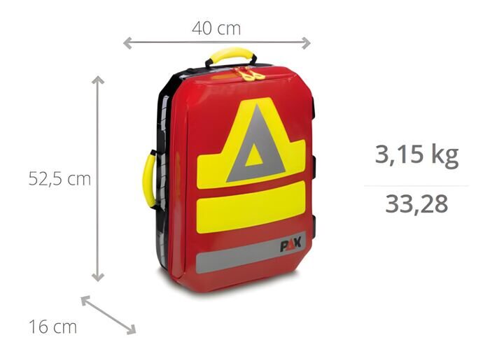 PAX Notfallrucksack P5/11 M, PAX Rip-Tec rot, Front PAX-Tec - 2.0