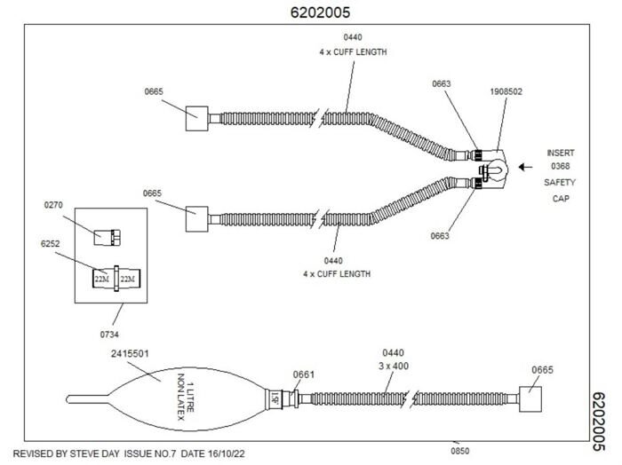 2-Schlauch-Beatmungssystem 10 mm Flextube 1.6m, mit Beatmungsset - 1.0L Atembeutel, 1.2m Flextube