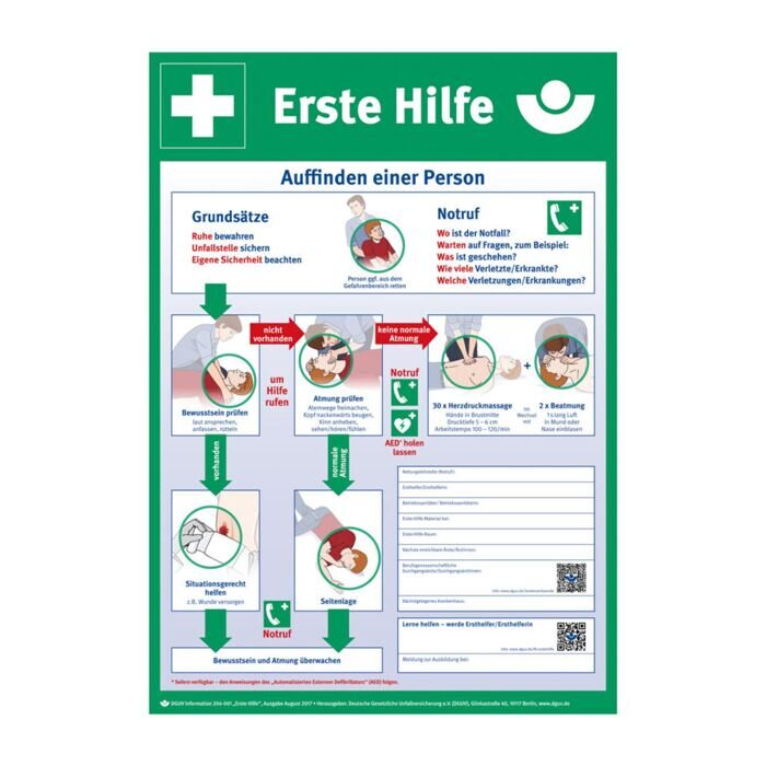 Anleitung Erste-Hilfe Plakatform Papier (7% MwSt.)